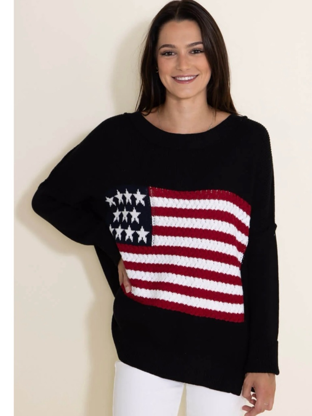 NWT Miracle Knit American Flag
Oversided Sweater XS/S 100% cotton
